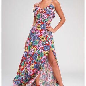 Floral print sleeveless maxi dress